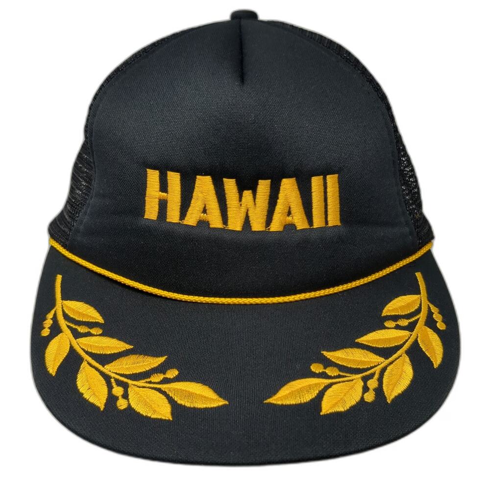 Intercontinental Corp Hawaii Trucker Hat Black One Size Mesh Rope Scrambled Eggs